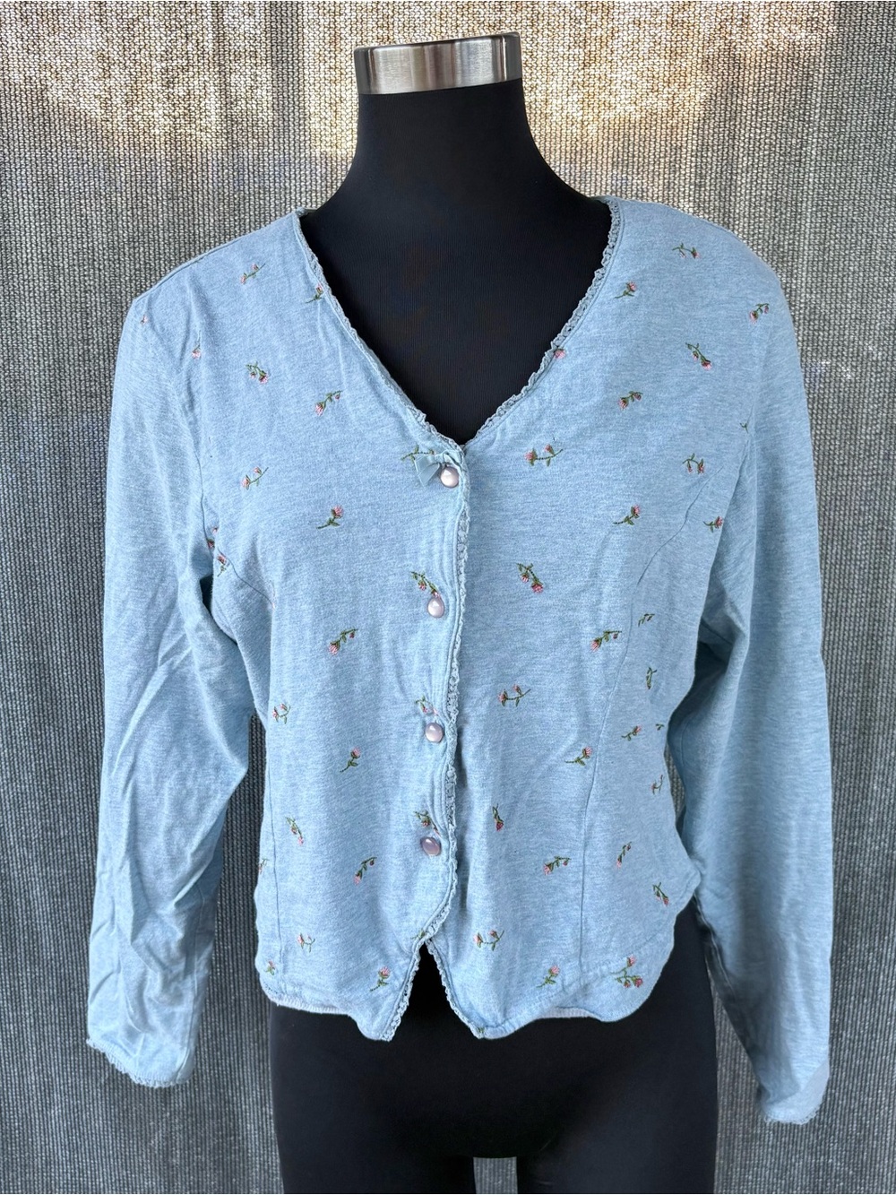 Vintage Victoria’s Secret Country Floral Embroidered Button-Front Women's Top LG